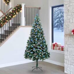 Berkfield Home Artificial Christmas Tree with 300 LEDs with Stand Green 240 cm