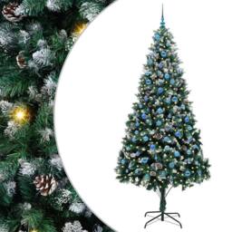 Berkfield Home Artificial Christmas Tree with 300 LEDs with Stand Green 240 cm - thumbnail 2