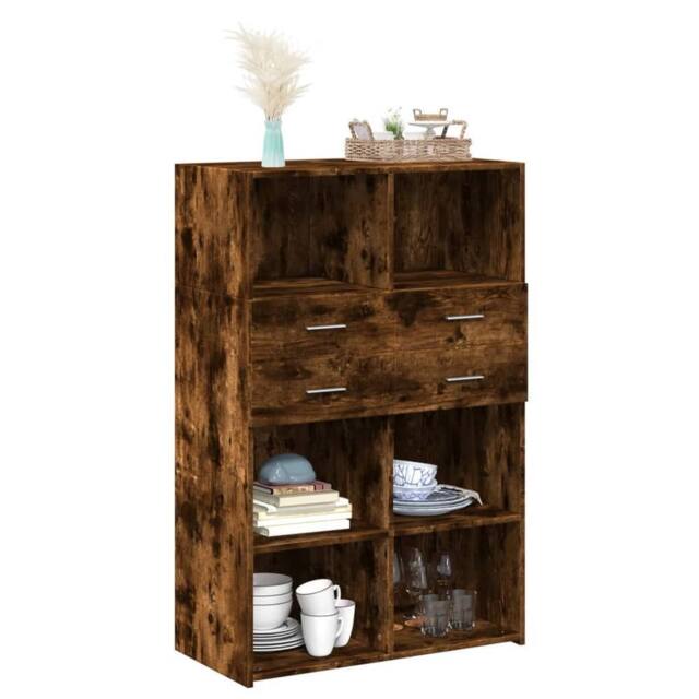 Berkfield Home Highboard Smoked Oak 80x42.5x124 cm Engineered Wood in Brown - image 1