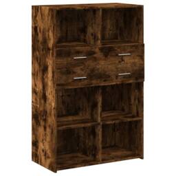 Berkfield Home Highboard Smoked Oak 80x42.5x124 cm Engineered Wood in Brown - thumbnail 3