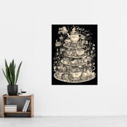 "Artery8 Wall Art Print Alice In Wonderland Mad Hatter Tea Party Whimsical Magical Adventure Painting Poster in Black - Size: W24"" x H32""" - thumbnail 4