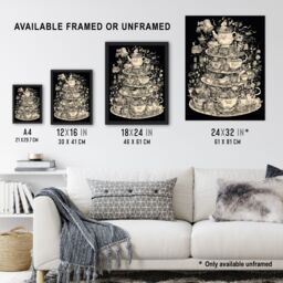 "Artery8 Wall Art Print Alice In Wonderland Mad Hatter Tea Party Whimsical Magical Adventure Painting Poster in Black - Size: W24"" x H32""" - thumbnail 3