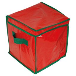 mysmartbuy Christmas Ornaments Storage Bag - Festive Xmas Baubles & Decorations Container Box with Zipper, Carry Handles & 16 Compartments in Red - thumbnail 4