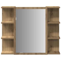 Berkfield Home Bathroom Mirror Cabinet Artisan Oak 80x20.5x64 cm Engineered Wood in Brown - thumbnail 4