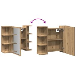 Berkfield Home Bathroom Mirror Cabinet Artisan Oak 80x20.5x64 cm Engineered Wood in Brown - thumbnail 8