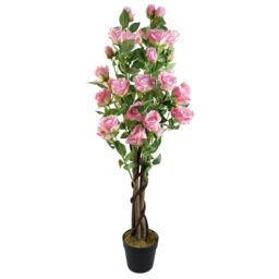 Leaf 105cm Artificial Pink Rose Tree