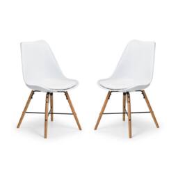 Cheshire Rosedale Elegant White Seat & Oak Legs Dining Chairs - Set of 2 - thumbnail 1