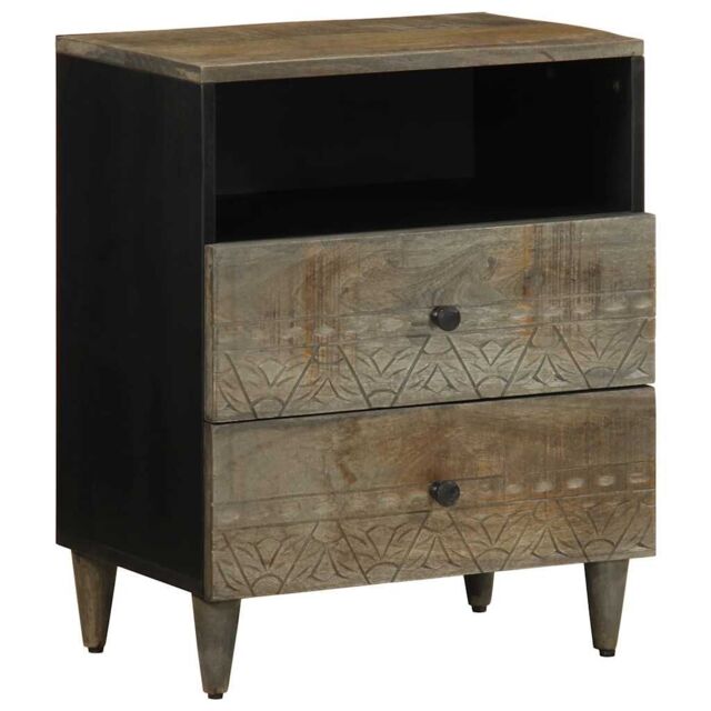 Berkfield Home Bedside Cabinet Light Grey 50x33x60 cm Solid Wood Mango - Size: 50 x 33 x 60 cm - image 1