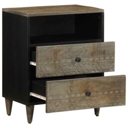 Berkfield Home Bedside Cabinet Light Grey 50x33x60 cm Solid Wood Mango - Size: 50 x 33 x 60 cm - thumbnail 3
