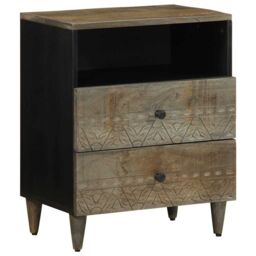 Berkfield Home Bedside Cabinet Light Grey 50x33x60 cm Solid Wood Mango - Size: 50 x 33 x 60 cm - thumbnail 1