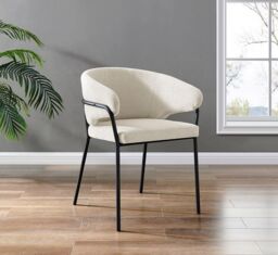 Modish Furnishing Capri Set Of 2 Cream Linen Dining Chair with Sleek Black Frame - thumbnail 2