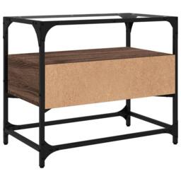 Berkfield Home TV Cabinet with Glass Top Brown Oak 60x35x51 cm Engineered Wood - Size: 60 x 35 x 51 cm - thumbnail 6