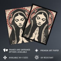 "Artery8 Lady in Prayer Artwork Catholic Peace Symmetry Wall Art Print in Beige - Size: W24"" x H32""" - thumbnail 2