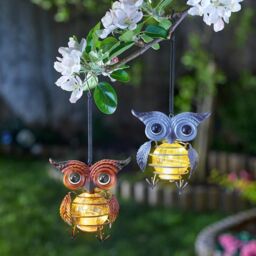 mysmartbuy 2 x Solar Powered Mini Owl Lights - Outdoor Garden LED Decorations - thumbnail 1