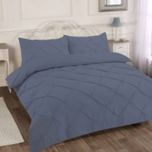 Homes-Linen Luxury Alexandra Pintuck Pleated Duvet Cover Set in Grey - Size: Single - image 1