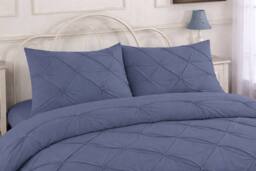 Homes-Linen Luxury Alexandra Pintuck Pleated Duvet Cover Set in Grey - Size: Single - thumbnail 2