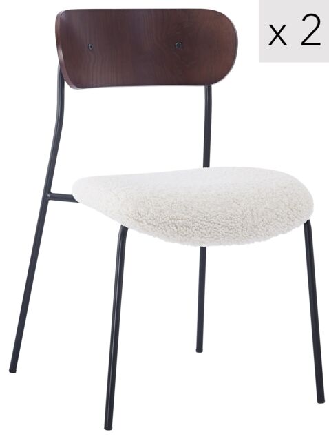 Nordlys Set of 2 Industrial Metal Wood Dining Chairs in White - image 1