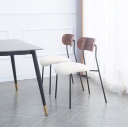 Nordlys Set of 2 Industrial Metal Wood Dining Chairs in White - thumbnail 3