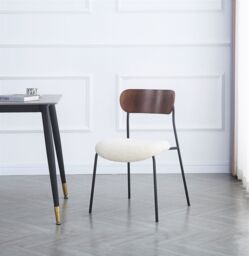 Nordlys Set of 2 Industrial Metal Wood Dining Chairs in White - thumbnail 2
