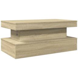 Berkfield Home Coffee Table with LED Lights Sonoma Oak 90x50x40 cm in Brown - Size: 90 x 50 x 40 cm - thumbnail 9