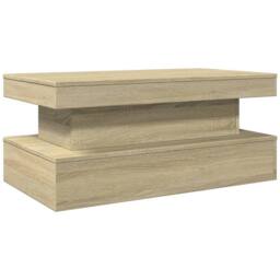 Berkfield Home Coffee Table with LED Lights Sonoma Oak 90x50x40 cm in Brown - Size: 90 x 50 x 40 cm - thumbnail 3