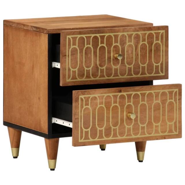 Berkfield Home Beautiful Bedside Cabinets 2 pcs 40x33x46 cm Solid Wood Mango in Brown - Size: 40 x 33 x 46 cm - image 1