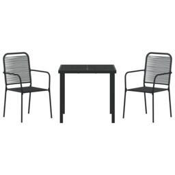 Berkfield Home 3 Piece Garden Dining Set Black Cotton Rope & Steel - thumbnail 7