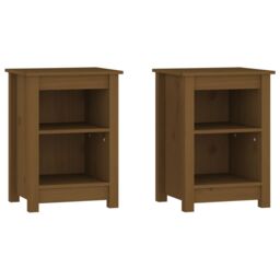 Berkfield Home Bedside Cabinets 2 pcs Honey Brown 40x35x55 cm Solid Wood Pine - Size: 40 x 35 x 55 cm - thumbnail 2