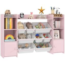 AIYAPLAY Kids Toy Storage Organiser with 8 Removable Storage Bins, Pink - thumbnail 2