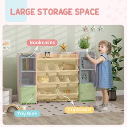 AIYAPLAY Kids Toy Storage Organiser with 8 Removable Storage Bins, Pink - thumbnail 4