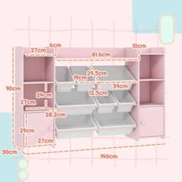 AIYAPLAY Kids Toy Storage Organiser with 8 Removable Storage Bins, Pink - thumbnail 3
