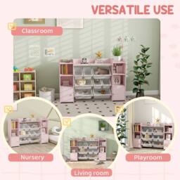 AIYAPLAY Kids Toy Storage Organiser with 8 Removable Storage Bins, Pink - thumbnail 5