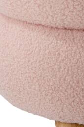 Living and Home Round Teddy Fleece Upholstered Footstool in Pink - thumbnail 7