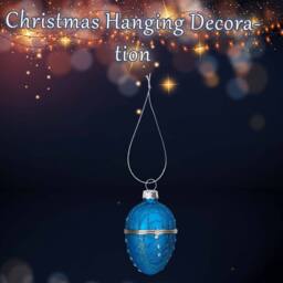 VFM e-Store Christmas Hanging Glass Egg Decoration 11cm x 7cm Blue X 1 - Size: 11 cm x 7 cm - thumbnail 3
