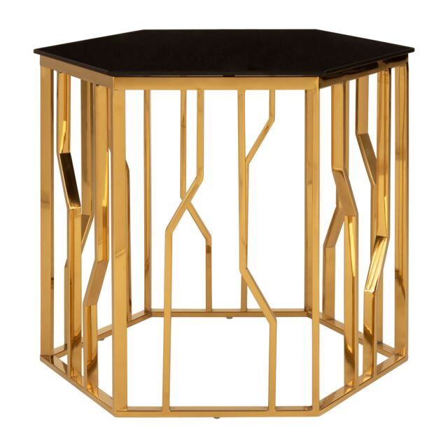 Orsina Contemporary Hexagonal Side Table, Sturdy Metal Side Table For Livingroom, Hexagonal Design Bedside Table in Gold - image 1