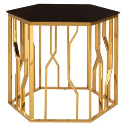 Orsina Contemporary Hexagonal Side Table, Sturdy Metal Side Table For Livingroom, Hexagonal Design Bedside Table in Gold - thumbnail 2