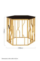 Orsina Contemporary Hexagonal Side Table, Sturdy Metal Side Table For Livingroom, Hexagonal Design Bedside Table in Gold - thumbnail 5