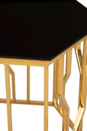Orsina Contemporary Hexagonal Side Table, Sturdy Metal Side Table For Livingroom, Hexagonal Design Bedside Table in Gold - thumbnail 3