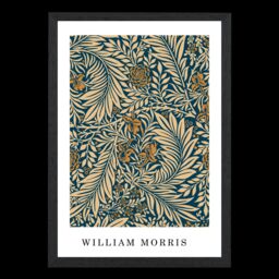 ARTZE Vintage William Morris Larkspur in Navy & Beige Art Print / Black Frame / SIZE: A4 - thumbnail 2