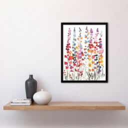 Artery8 Colourful Abstract Autumn Wildflowers Watercolour Framed Wall Art - Size: A4 - thumbnail 4