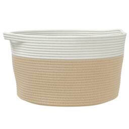 Berkfield Home Storage Basket Beige & White √ò40x25 cm Cotton - Size: 40x25 cm
