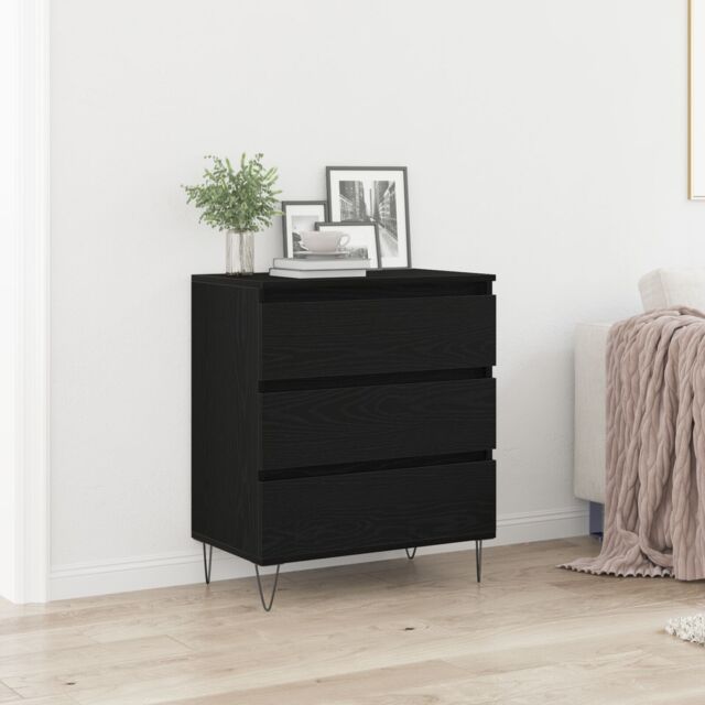 Berkfield Home Sideboard with Drawers Black Oak 60x35x70 cm Engineered Wood - Size: 60 x 35 x 70 cm - image 1