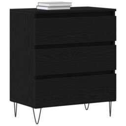 Berkfield Home Sideboard with Drawers Black Oak 60x35x70 cm Engineered Wood - Size: 60 x 35 x 70 cm - thumbnail 3
