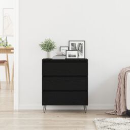 Berkfield Home Sideboard with Drawers Black Oak 60x35x70 cm Engineered Wood - Size: 60 x 35 x 70 cm - thumbnail 4
