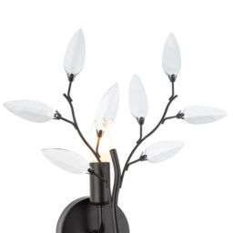 Happy Homewares Modern Birch Wall Light Fixture with Clear Acrylic Leaves in Black - thumbnail 4