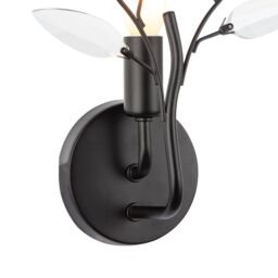 Happy Homewares Modern Birch Wall Light Fixture with Clear Acrylic Leaves in Black - thumbnail 3