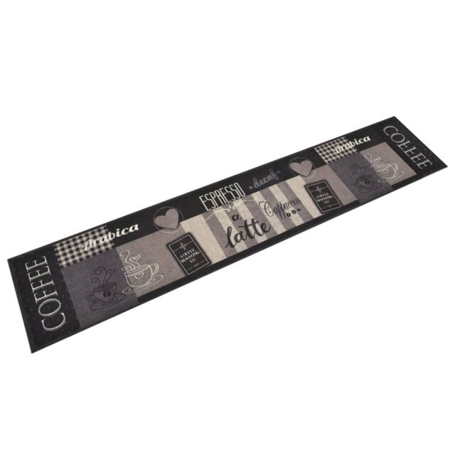 Berkfield Home Kitchen Rug Washable Coffee Black 60x300 cm Velvet - image 1