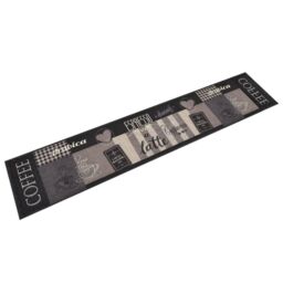 Berkfield Home Kitchen Rug Washable Coffee Black 60x300 cm Velvet