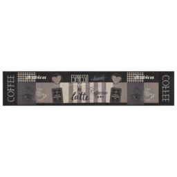 Berkfield Home Kitchen Rug Washable Coffee Black 60x300 cm Velvet - thumbnail 2