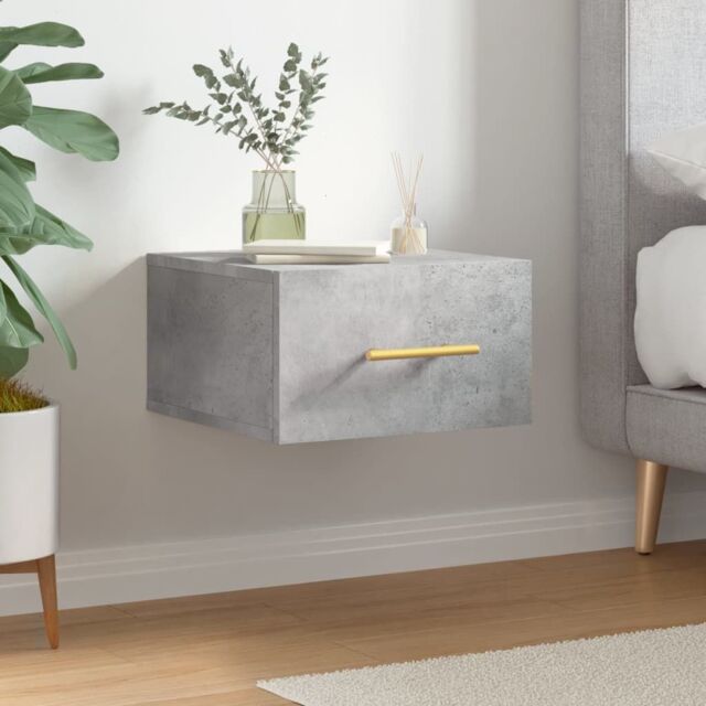 Berkfield Home Wall-mounted Bedside Cabinet Concrete Grey 35x35x20 cm - Size: 35 x 35 x 20 cm - image 1